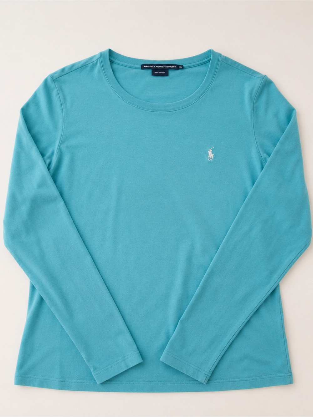 Ralph Lauren Sport Turquoise Long Sleeve Tee XL | 100% Cotton Classic Pony Top